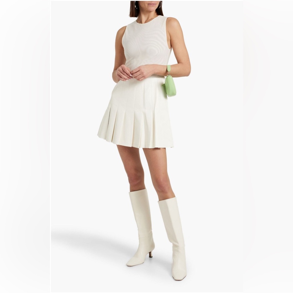 ALICE + OLIVIA Chara Pleated Faux Leather Mesh Mini Dress